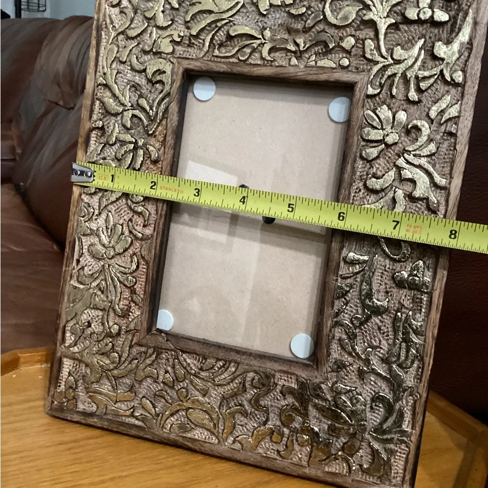 Carved Wood Ornate Gold and Brown Photo Frame